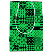 Groen Zwart Gemengde Patchwork Ontwerp Patchwork Medium Cadeauzakje (Voorkant)