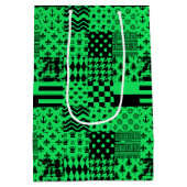 Groen Zwart Gemengde Patchwork Ontwerp Patchwork Medium Cadeauzakje (Achterkant)