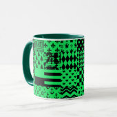 Groen Zwart Gemengde Patchwork Ontwerp Patchwork Mok (Voorkant links)