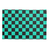 Groen zwart geruit controlepatroon kussensloop (Achterkant)