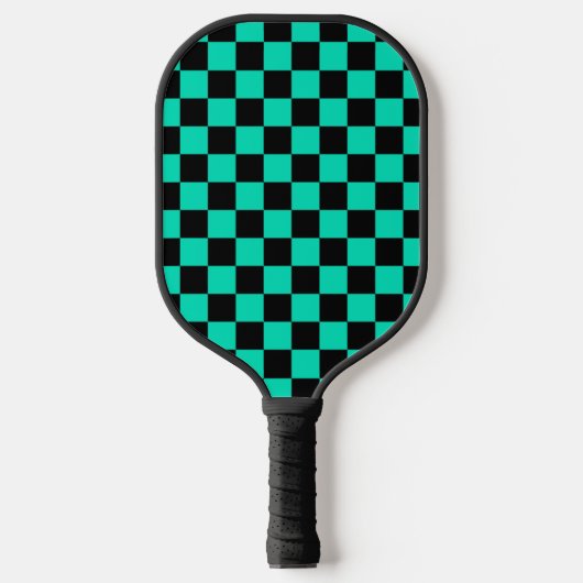 Groen zwart geruit controlepatroon pickleball paddle (Voorkant)