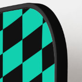 Groen zwart geruit controlepatroon pickleball paddle (Links Detail)