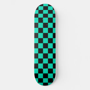 Groen zwart geruit controlepatroon skateboard