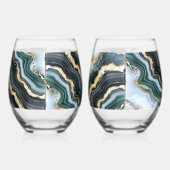 Groen Zwart Goud Wit Geode Wijnglas Zonder Voet (Rechts)