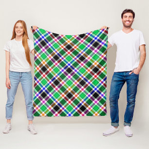 Groen Zwart Meerkleurig Flanel Geruit Schots Fleece Deken