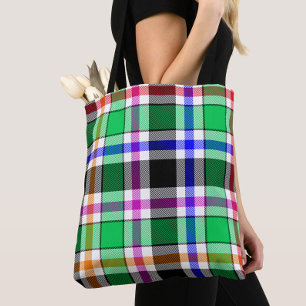 Groen Zwart Meerkleurig Flanel Geruit Tartan Draagtas