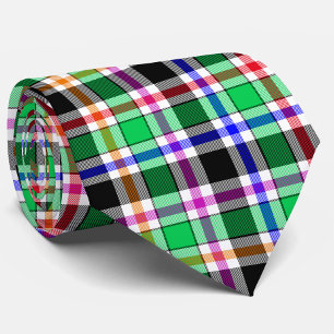 Groen Zwart Meerkleurig Flanel Plaid Tartan Stropdas