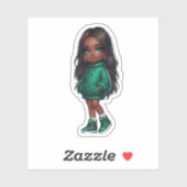  groen zwart meisje sticker (Vel)