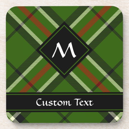 Groen, zwart, rood en wit Tartan Bier Onderzetter (Voorkant)