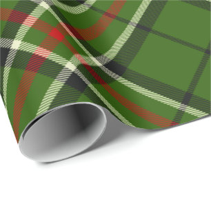 Groen, zwart, rood en wit Tartan geroteerd Cadeaupapier