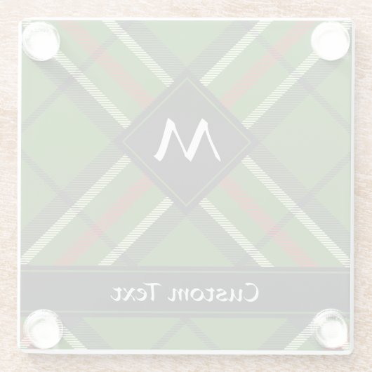 Groen, zwart, rood en wit Tartan Glazen Onderzetter (Achterkant)