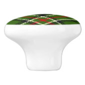 Groen, zwart, rood en wit Tartan Keramische Knop (Zijkant)