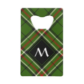 Groen, zwart, rood en wit Tartan Kredietkaart Flessenopener (Voorkant)