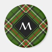 Groen, zwart, rood en wit Tartan Magneet (Voorkant)