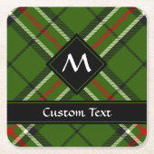 Groen, zwart, rood en wit Tartan Vierkante Kartonnen Onderzetter (Voorkant)