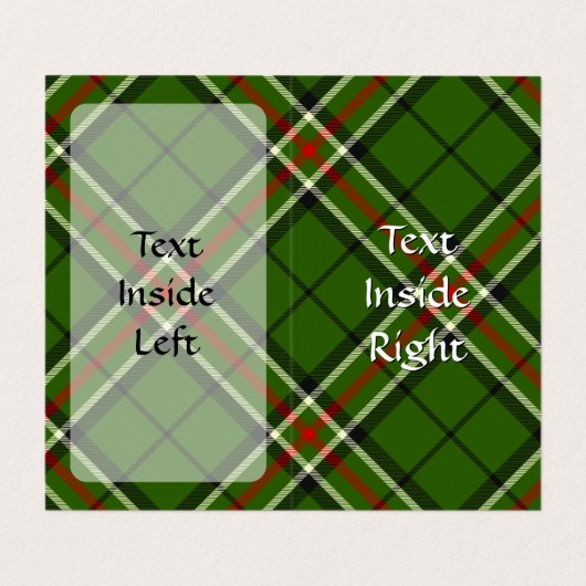 Groen, zwart, rood en wit Tartan Visitekaartjes (Binnenkant ongevouwen)