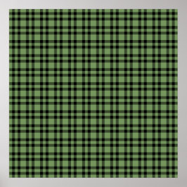 Groen Zwart Schotse Ruit Patroon Poster