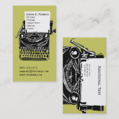 Groen-zwart  schrijfmachine Afstuderen Visitekaartje (Voorkant / Achterkant)