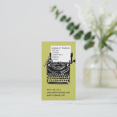 Groen-zwart  schrijfmachine Afstuderen Visitekaartje (Staand voorkant)