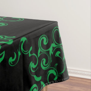 Groen Zwart Swirl Gothic Wedding Tafelkleed