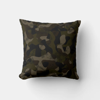 Groen, zwart, taupe en bruin camouflage abstract kussen