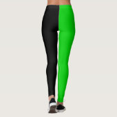Groen Zwart Twee Tone Half Color Split Leggings (Achterkant)