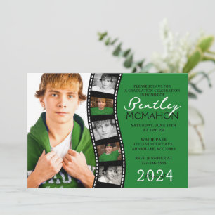 Groen & Zwart Unieke Filmstrip 6 Foto Afstuderen Kaart