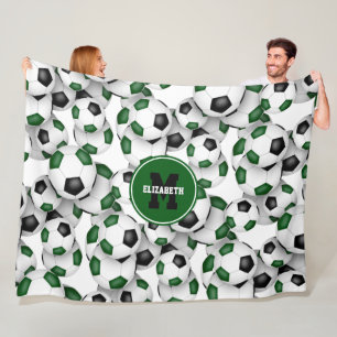 Groen Zwart Voetbal Team Kleuren kinder Sportkamer Fleece Deken