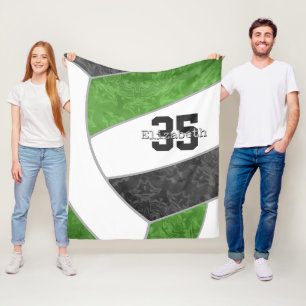 Groen zwart volleybal meisjes aangepaste naam fleece deken