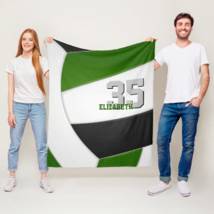 Groen Zwart Volleybal Team Kleuren Sportkamer Fleece Deken