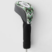 Groen Zwart Wit Chevron Textuur Monogram Golfheadcover (Schuin)