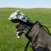 Groen Zwart Wit Chevron Textuur Monogram Golfheadcover (Insitu)