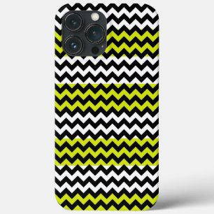 Groen zwart wit Chevron Zigzag iPhone 13 Pro Max Hoesje