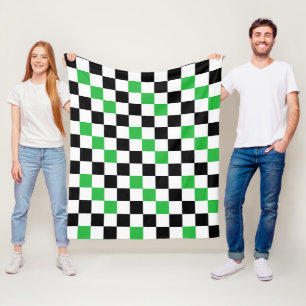 Groen Zwart Wit Geruit Patroonontwerp Fleece Deken