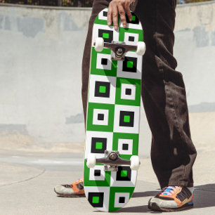 Groen Zwart Wit Geruit Vierkantjes Patroon Skateboard