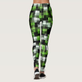 Groen zwart wit modern patroon leggings (Achterkant)
