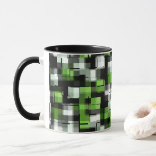 Groen zwart wit modern patroon mok