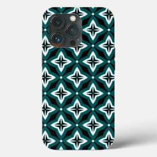 Groen zwart-wit Ogee Patroon iPhone 13 Pro Hoesje