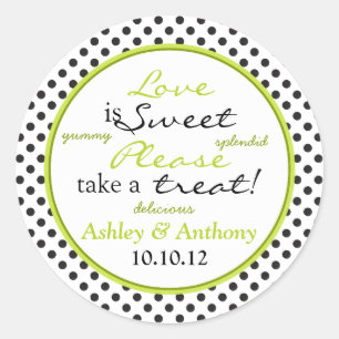 Groen Zwart Wit Polka Dot Snoep Buffet Stickers