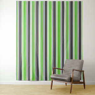 Groen Zwart Wit Strepen Patroon Ontwerp Wandkleed
