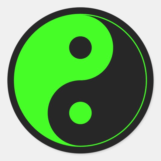 Groen & Zwart Yin Yang Symbool Sticker (Voorkant)