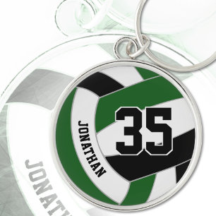 Groen Zwart Zijn team Kleuren Custom Volleybal Sleutelhanger