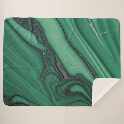 Groen, Zwart & Zilver Marmeren Pluche Deken (Voorkant (horizontaal))