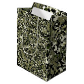 Groen Zwarte Crème Camouflagepatroon Feestje Medium Cadeauzakje (Achterkant Gekanteld)