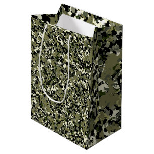 Groen Zwarte Crème Camouflagepatroon Feestje Medium Cadeauzakje