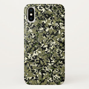 Groen Zwarte Crème Camouflagepatroonprint iPhone X Hoesje