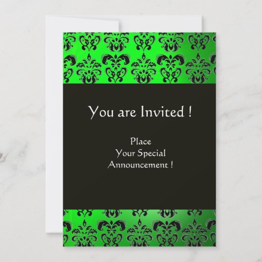 GROEN ZWARTE DAMASKMONOGRAM, helder wit Kaart (Achterkant)