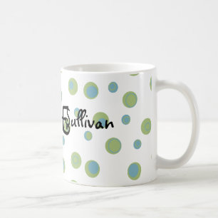 Groenachtig blauwe Stippen Met monogram Koffiemok