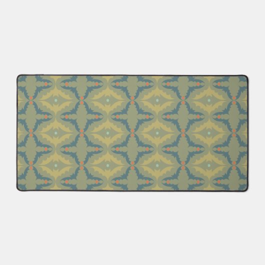 Groenachtig Retro Vintage Patroon Bureaumat (Voorkant)