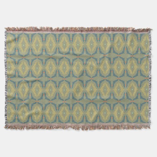 Groenachtig Retro Vintage Patroon Deken (Voorkant)